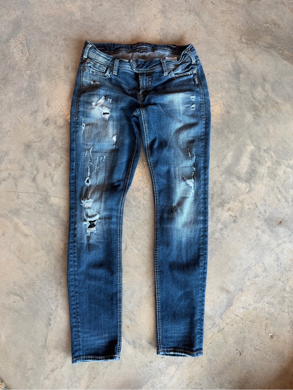Silver Jeans Distressed Women's Skinny Jeans - Blue